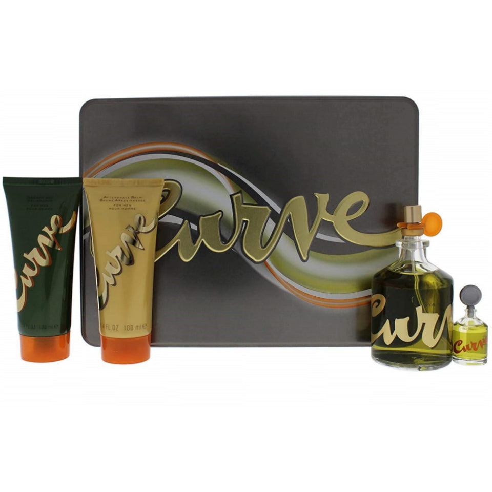 Liz Claiborne Curve , 4 Pc Gift Set 4.2oz Cologne Spray, 15ml Cologne Travel Spray, 2.5oz Skin Soother, 2.5oz Hair and Body Wash