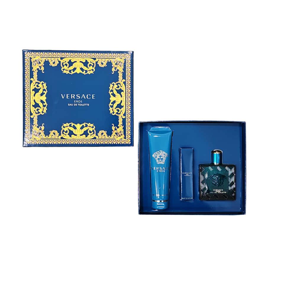 Versace Eros 3 Pc Eau De Parfum Gift Set For Men NEW