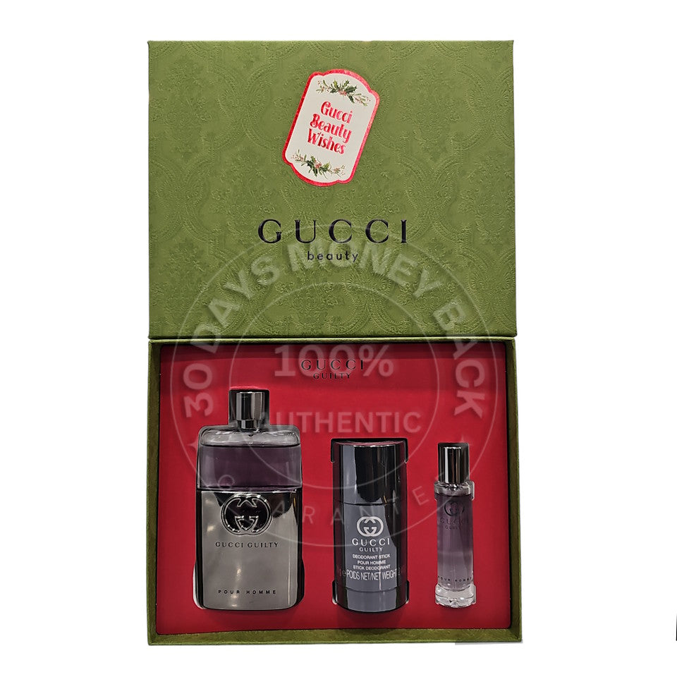 Gucci Guilty Pour Homme EDT 3 Piece Gift Set For Men