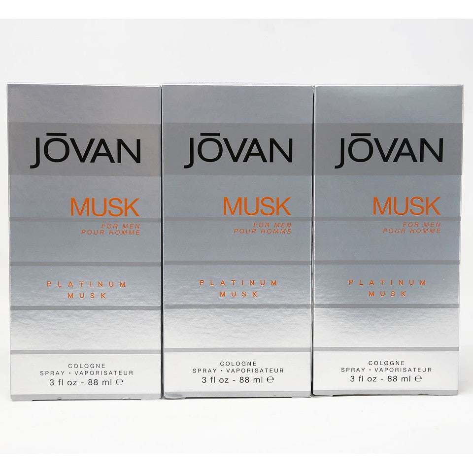 Jovan Platinum Musk by Jovan Cologne Spray 3 oz for Men Pack of 3