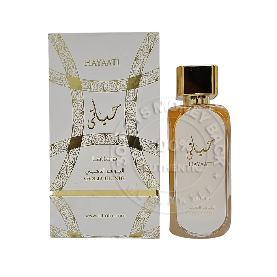 Lattafa Hayaati Gold Elixir Eau De Parfum Spray for Unisex, 3.4 Ounce