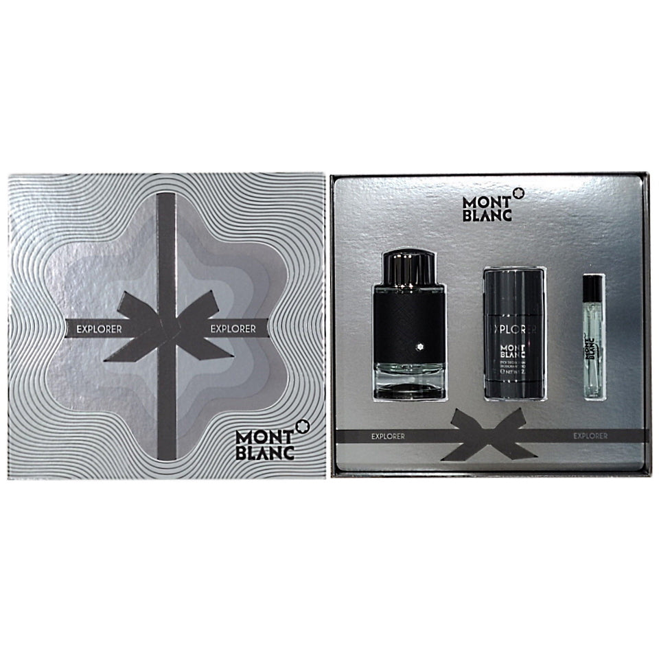Mont Blanc Explorer Men 3 Piece Gift Set - 3.3 Oz Eau De Parfum Spray
