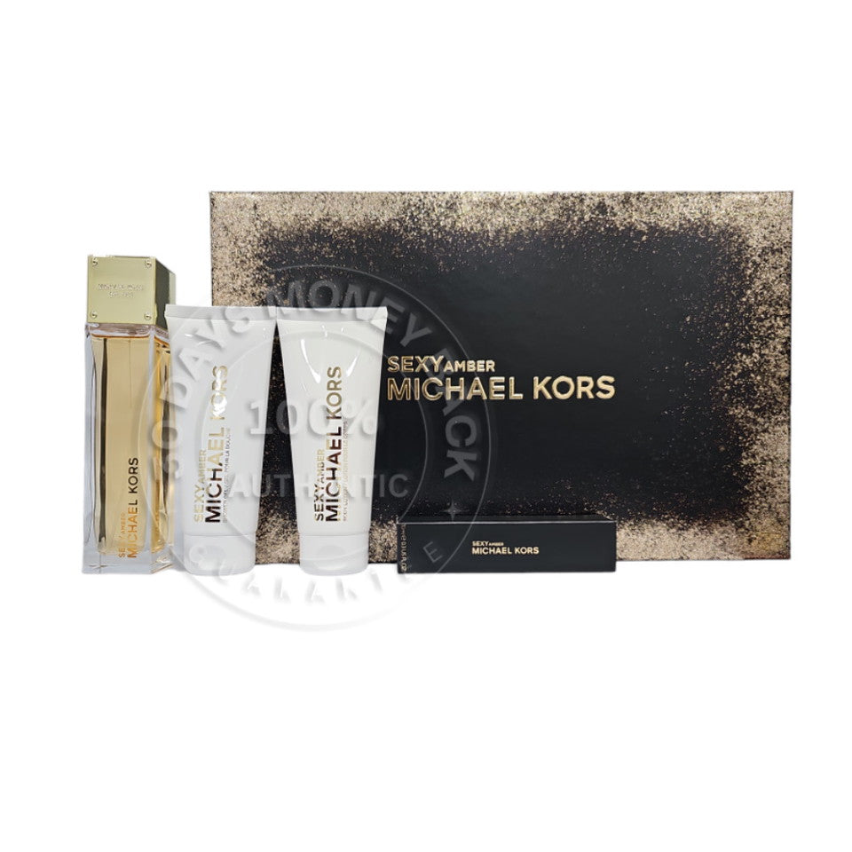 Michael Kors Sexy Amber EDP 4 Pc Gift Set For Women (Damaged Box)