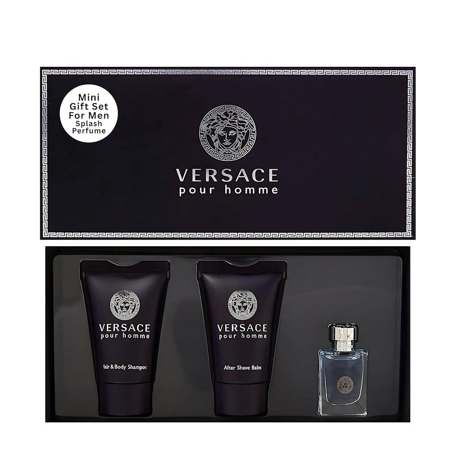 Versace Pour Homme Eau De Toilette 3Piece Mini Gift Set For Men