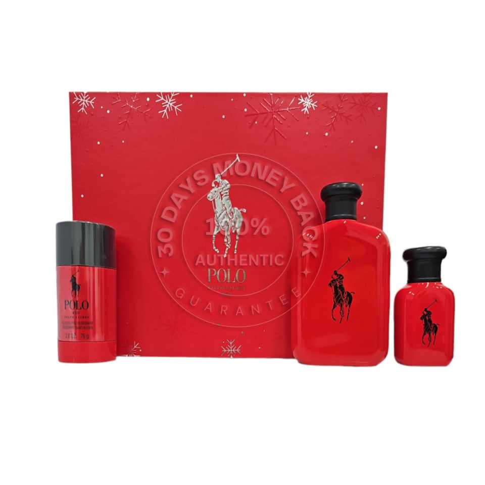 Ralph Lauren Polo Red Eau De Toilette 3PCS Gift Set For Men