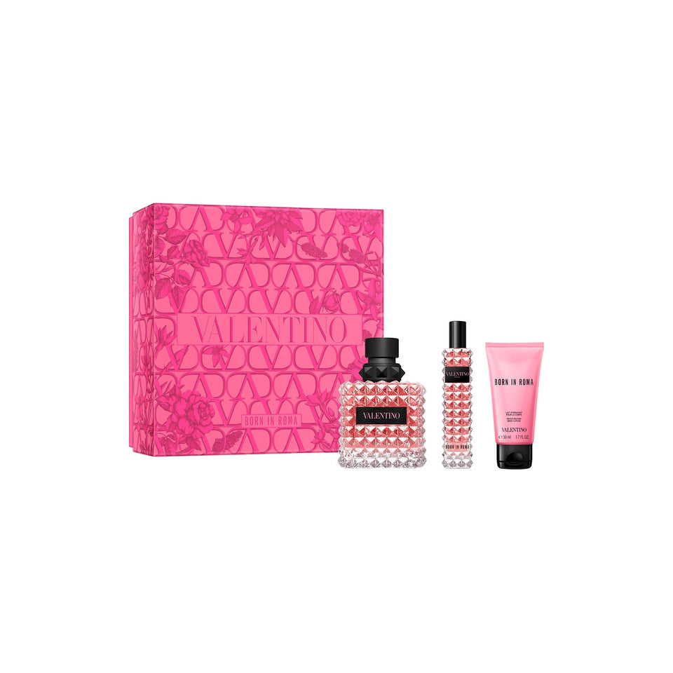 Valentino Born in Roma 3 Piece Gift Set for Women (3.0 OZ Eau De Parfum, 1.6 OZ Body Lotion, Mini Perfume)