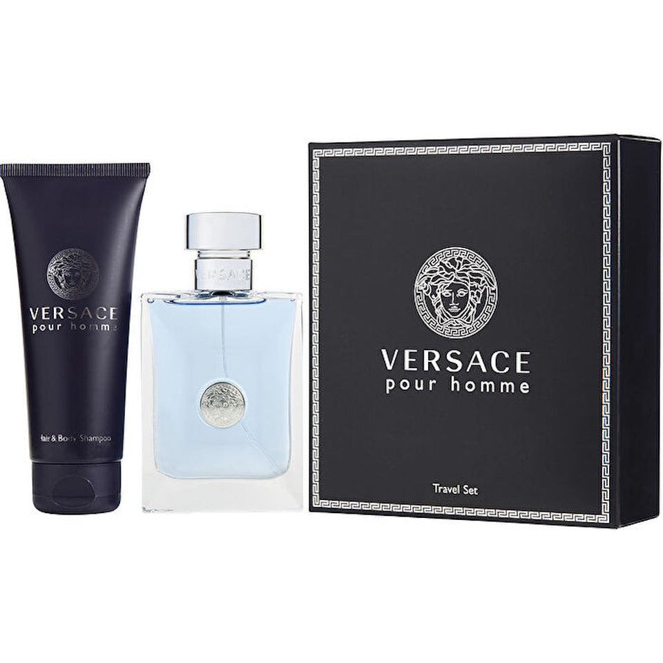 Versace Pour Homme Eau De Toilette 3.4 Oz & Shampoo 2 Pcs Giftset For Men