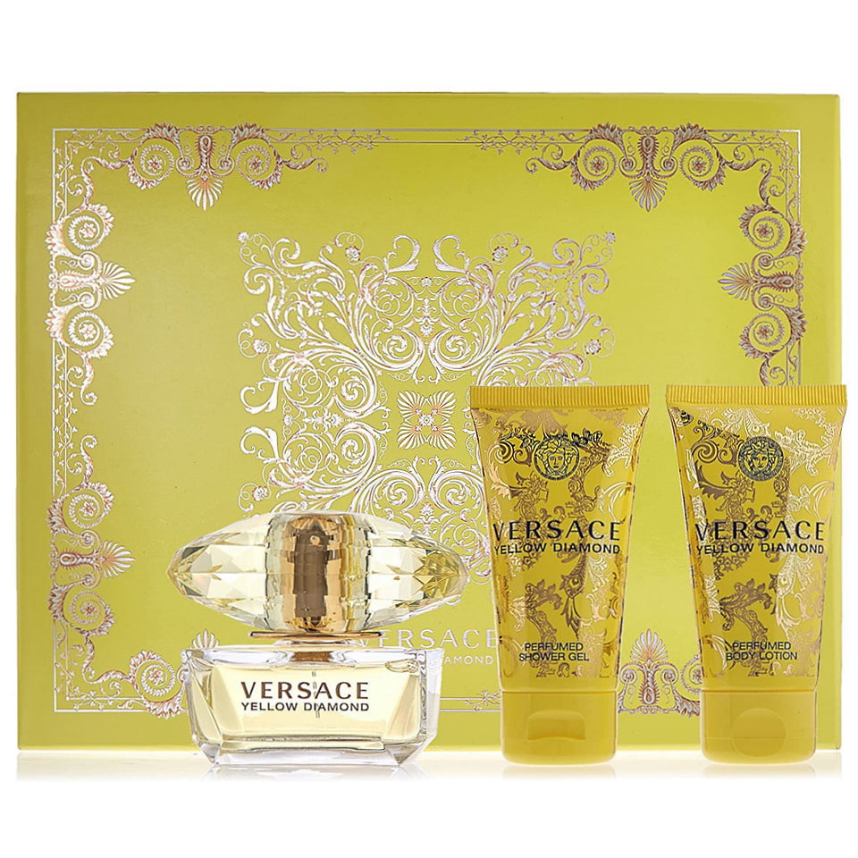 Versace Yellow Diamond Eau de Toilette, Perfume Gift Set for Women, 3 Pieces