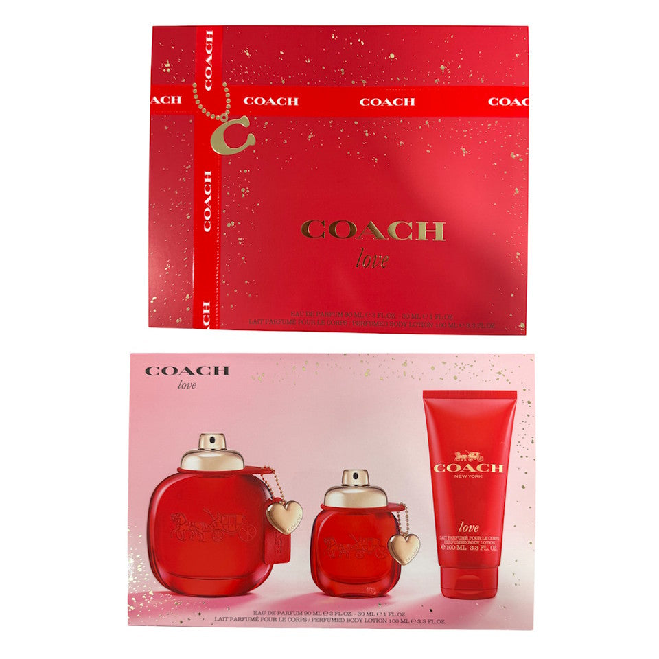 Coach Love 3pc EDP Gift Set For Women (3 oz EDP + 1 oz EDP + 3.3 oz BL)