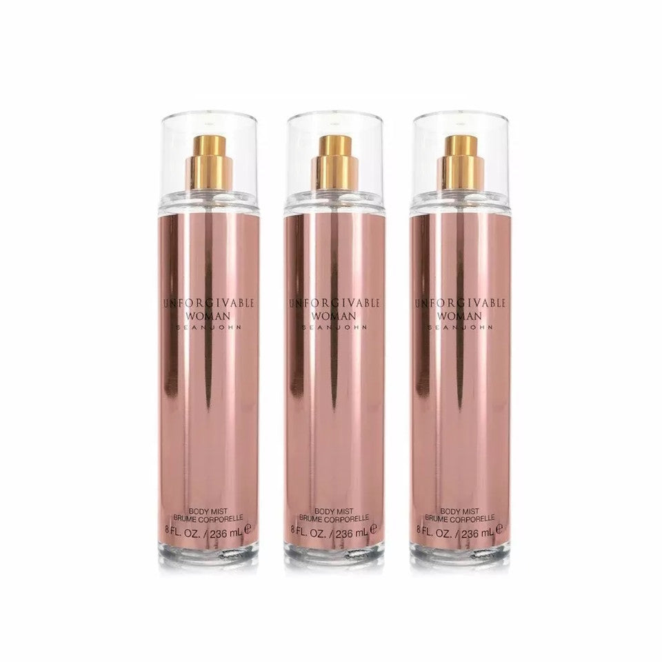 Sean John Unforgivable Body Mist 8.0 oz / 236 ml For Women (Pack of 3)