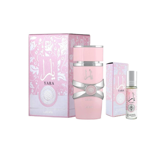 Lattafa Yara EDP 3.4 Oz + Yara Perfume Oil 0.34 oz 2PC Combo For Women