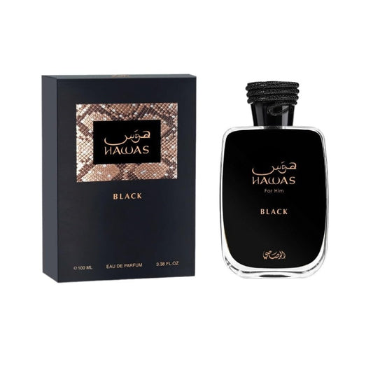 Rasasi Hawas Black For Him Eau De Parfum 3.3 oz / 100 ml Spray