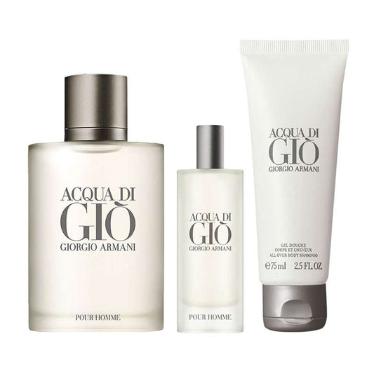 ACQUA DI GIO MEN 3 PIECE GIFT SET - 3.4 OZ EAU DE TOILETTE by GIORGIO ARMANI