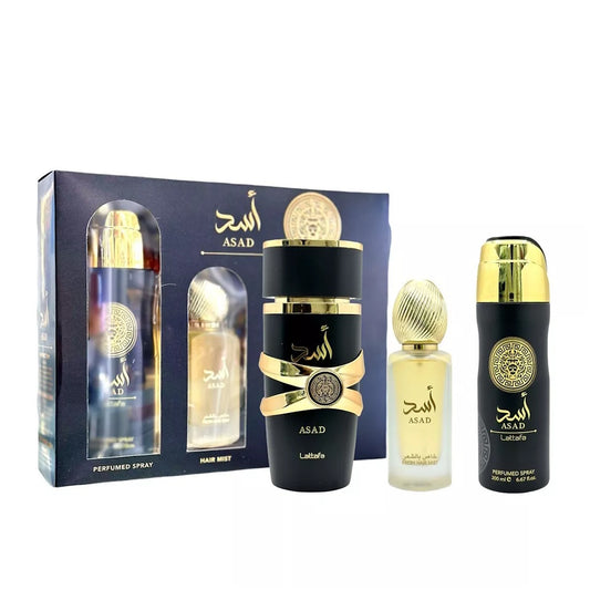 Lattafa Asad 3 Pc Eau De Parfum Unisex Gift Set