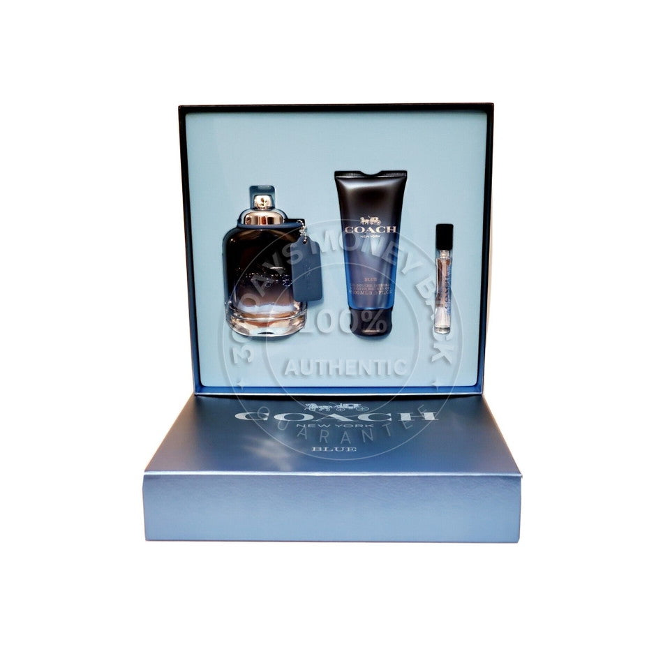 Coach Blue 3pc Gift Set - 3.4oz EDT + 3.4oz Shower Gel + 0.50oz EDT