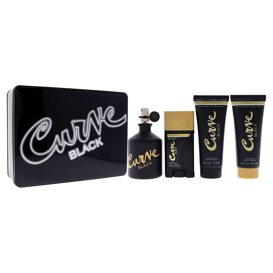 Liz Claiborne Curve Black Cologne  4PCS Gift Set For Men