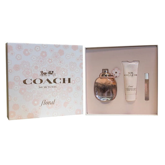Coach Floral Eau De Parfum, Perfume for Women, 3 Piece Gift Set
