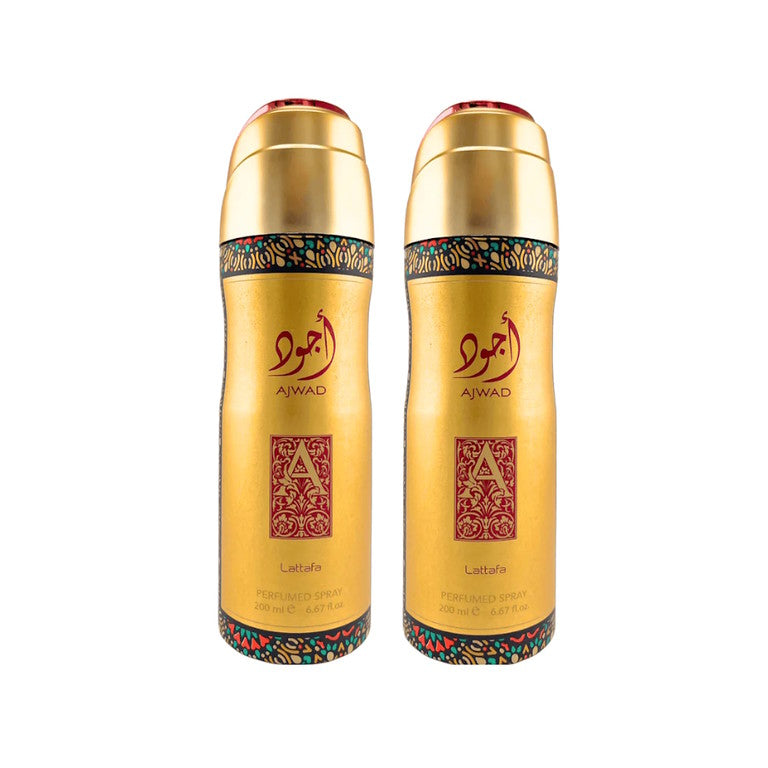 Lattafa Ajwad Deodorant Spray 6.67 oz / 200 ml For Unisex (Pack of 2)