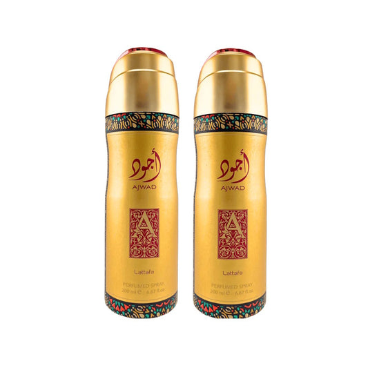 Lattafa Ajwad Deodorant Spray 6.67 oz / 200 ml For Unisex (Pack of 2)