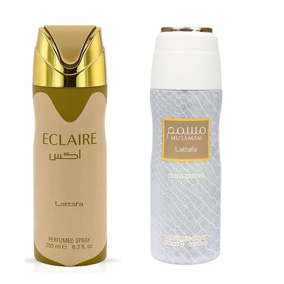 Lattafa ECLAIRE & MUSAMAM WHITE INTENSE Perfumed Body Spray 6.67oz Unisex Combo