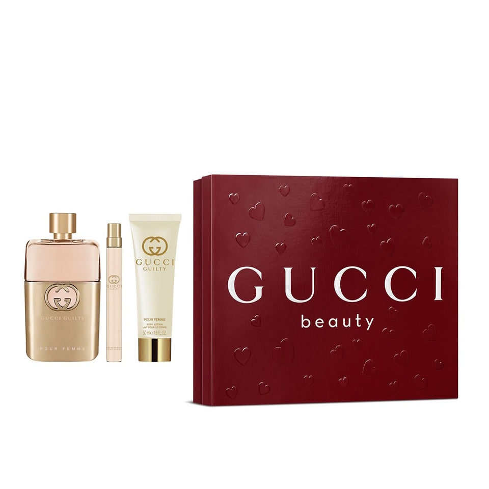Gucci Guilty Women 3PC Gift Set 3.0 oz EDP Spray & 0.33oz Trav Spray & 1.6oz BL