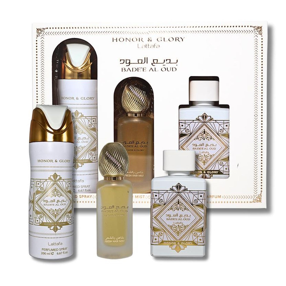 Lattafa Badee Al Oud Honor & Glory 3 Piece Unisex Gift Set