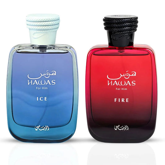 Rasasi Hawas Ice & Hawas Fire 3.38 / 100 ml EDP Men's Spray (Combo)