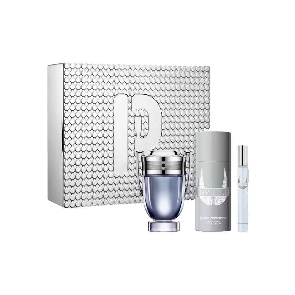 Paco Rabanne Invictus Eau de Toilette 3 Piece Gift Set for Men