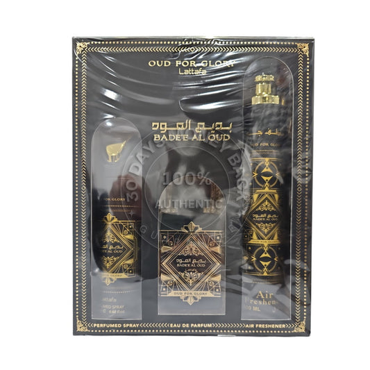 Lattafa Oud for Glory 3 Pc Unisex Gift Set
