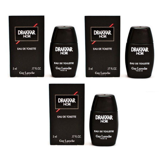 Drakkar Noir Eau de Toilette 0.17 oz / 5 ml SPLASH (SET OF 3)