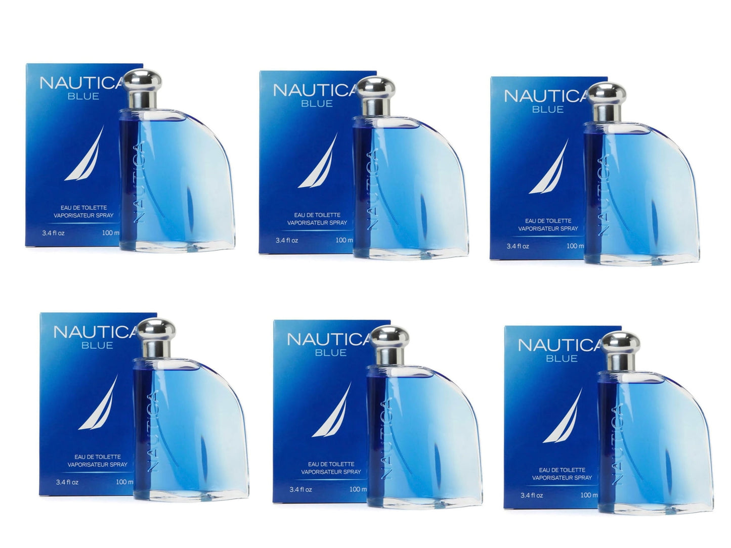 Nautica Blue Eau De Toilette 3.4 oz / 100 ml For Men Pack of 6