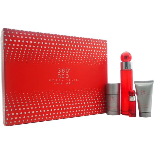 360 Red Perry Ellis For Men 4 Pc Gift Set Eau De Toilette New In Box