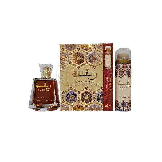 Lattafa Raghba EDP Spray 3.4 oz / 100 ml & Deodorant 1.6 oz for Unisex