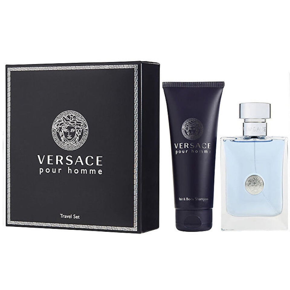 Versace Pour Homme Eau De Toilette 3.4 Oz & Shampoo 2 Pcs Giftset For Men