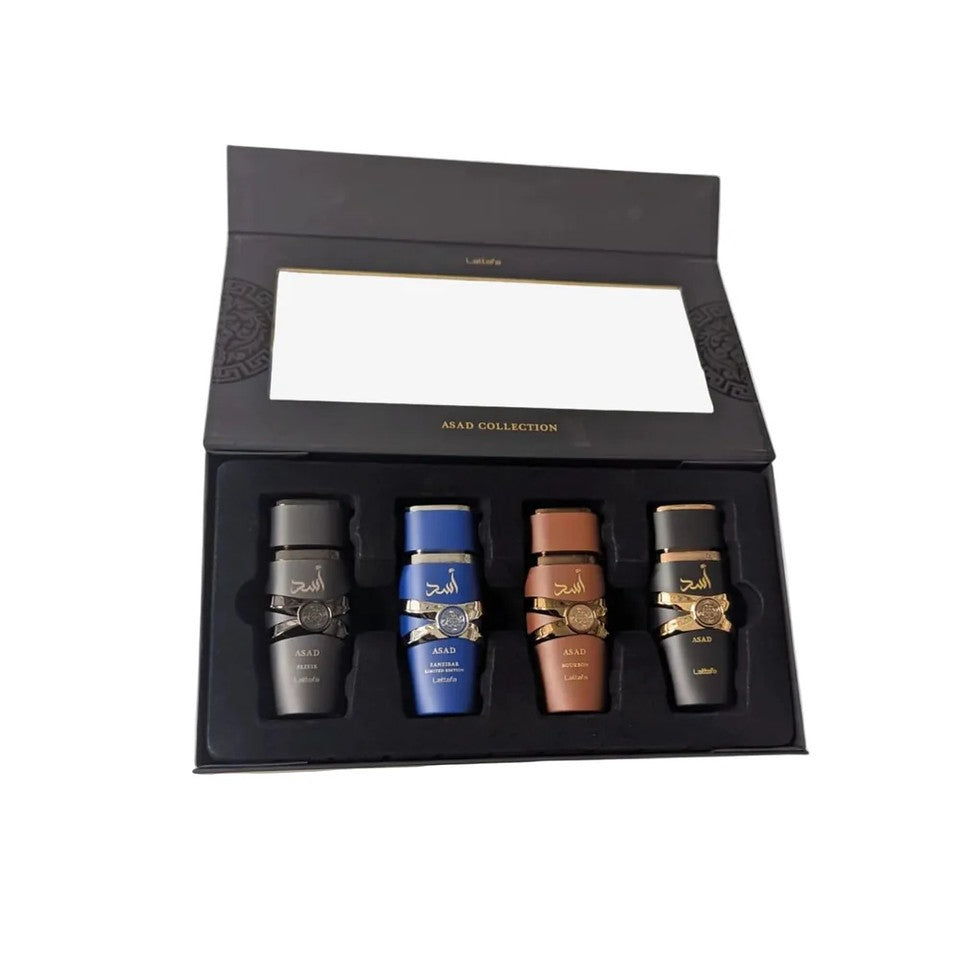 ASAD 4 PC 25 ml Eeau De Parfum Spray Gift Set Collection By Lattafa For Men