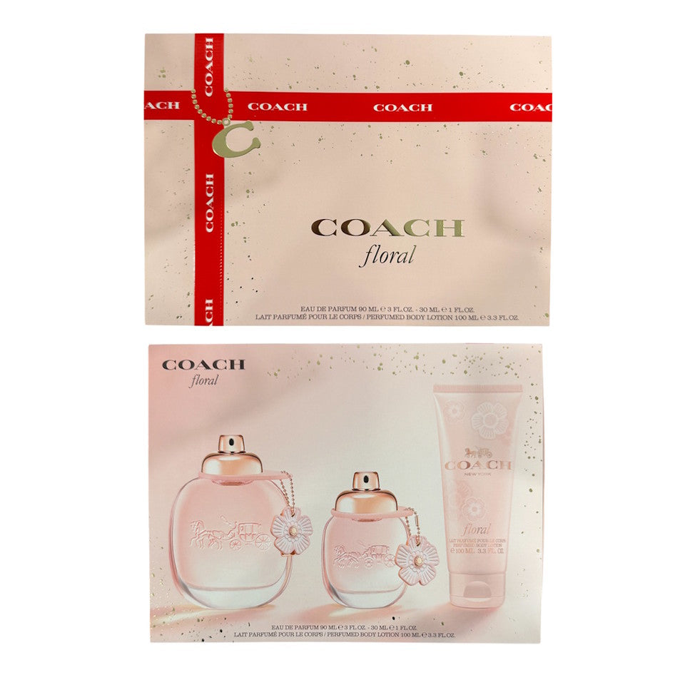 Coach Floral 3pc EDP Gift Set For Women (3 oz EDP + 1 oz EDP + 3.3 oz BL)