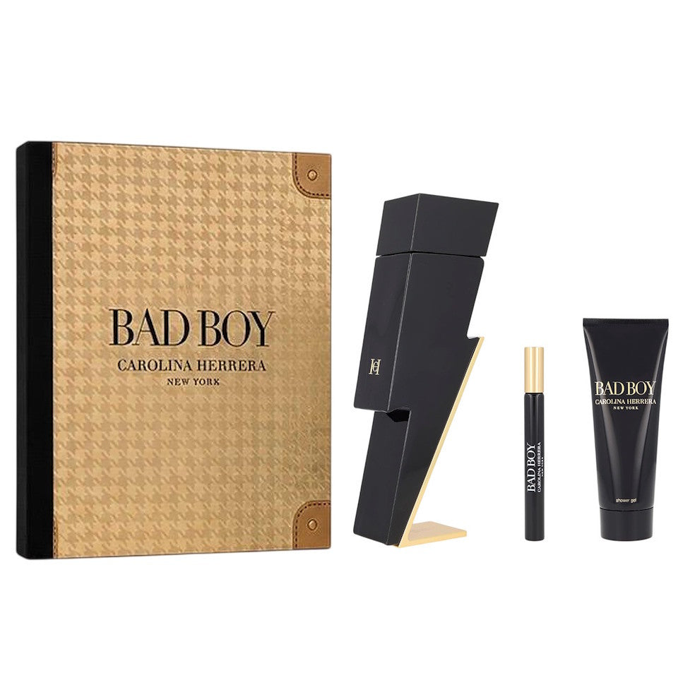 Carolina Herrera Bad Boy Eau De Toilette 3 Piece Gift Set For Men