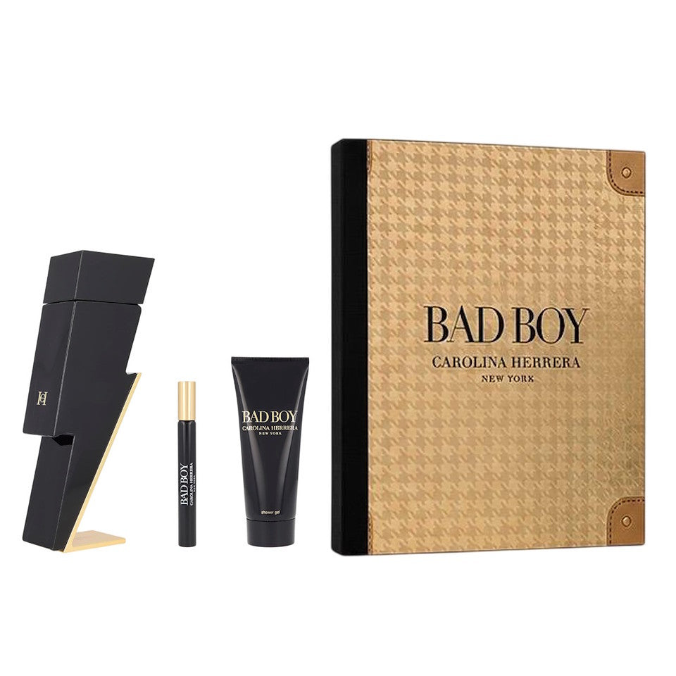 Carolina Herrera Bad Boy Eau De Toilette 3 Piece Gift Set For Men