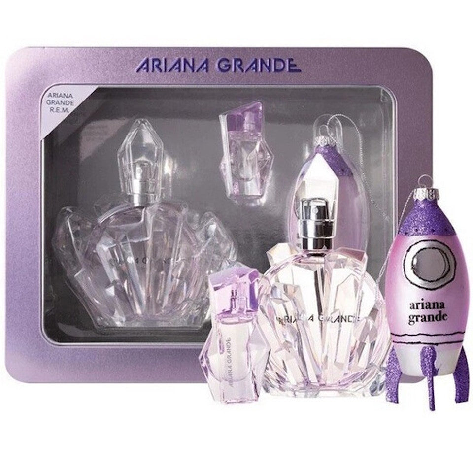 Ariana Grande R.E.M 3PC Gift Set 3.4oz EDP + Mini Parfum Ornament for Women