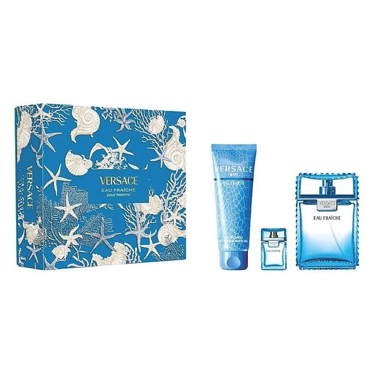 Versace Eau Fraiche 3PC EDT Gift Set - 3.4 oz EDT + 5 oz B/ L + 0.17 o ...